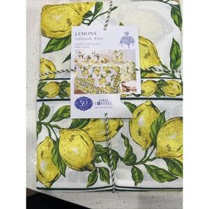 April Cornell Tablecloth 60″ x 84″ Lemons – Yellow Green 100% Cotton NWT